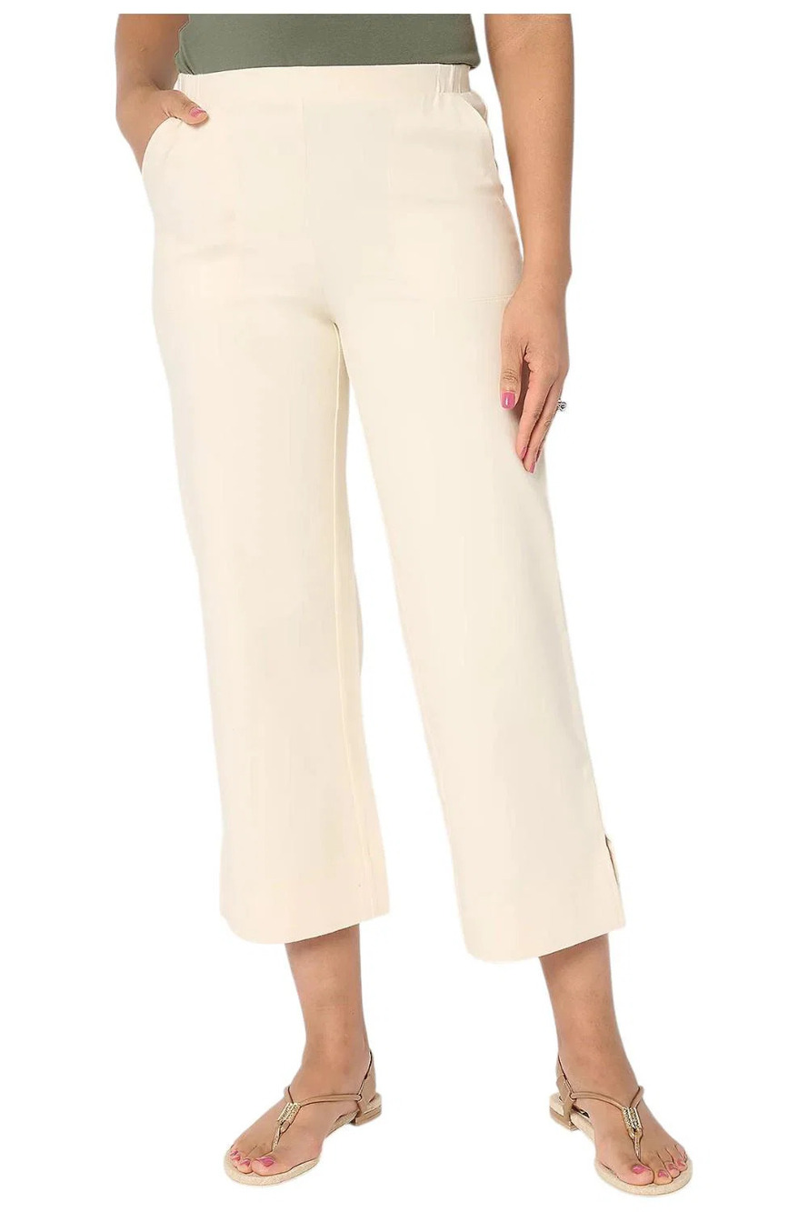 Women with Control Women's 86/14 Wide Leg Crop Pants Ecru - Regular